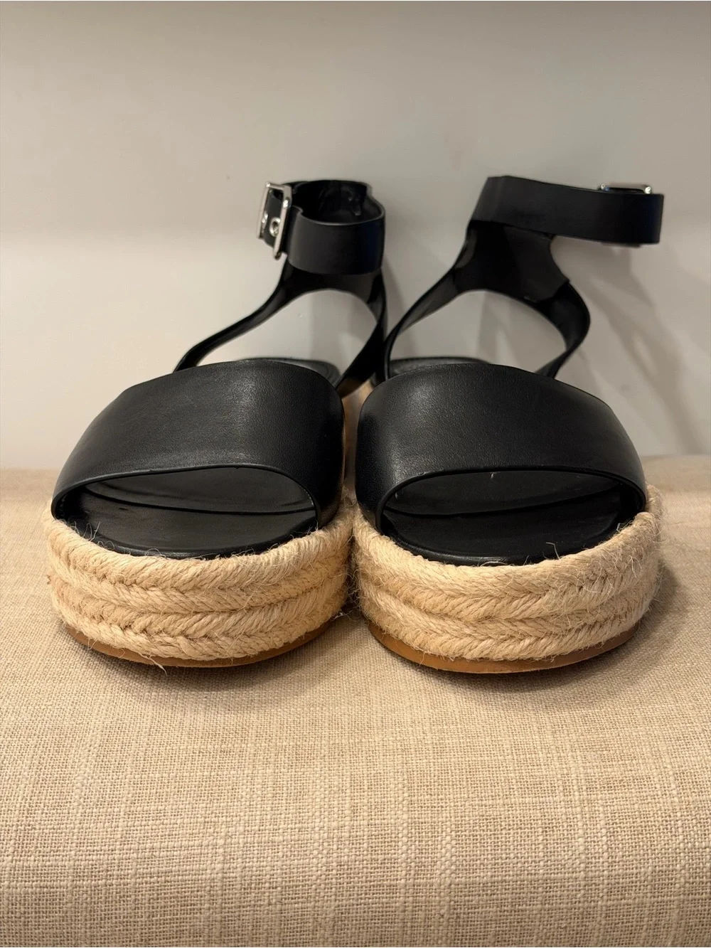 Vince Camuto Black Espadrille Platform Ankle Strap Sandals Size 7M